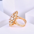 joyería de moda de las mujeres en el anillo de Dubai con diamantes de piedra azul de oro blanco